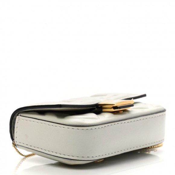 FENDI FF Embossed Monogram Nano Baguette Napa Matisse gold cream chain - Picture 10 of 13